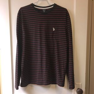 US Polo Assn / long sleeve navy and red stripe top